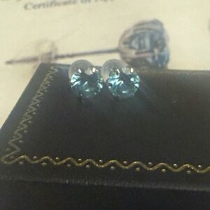 2cts platinum blue topaz earrings.